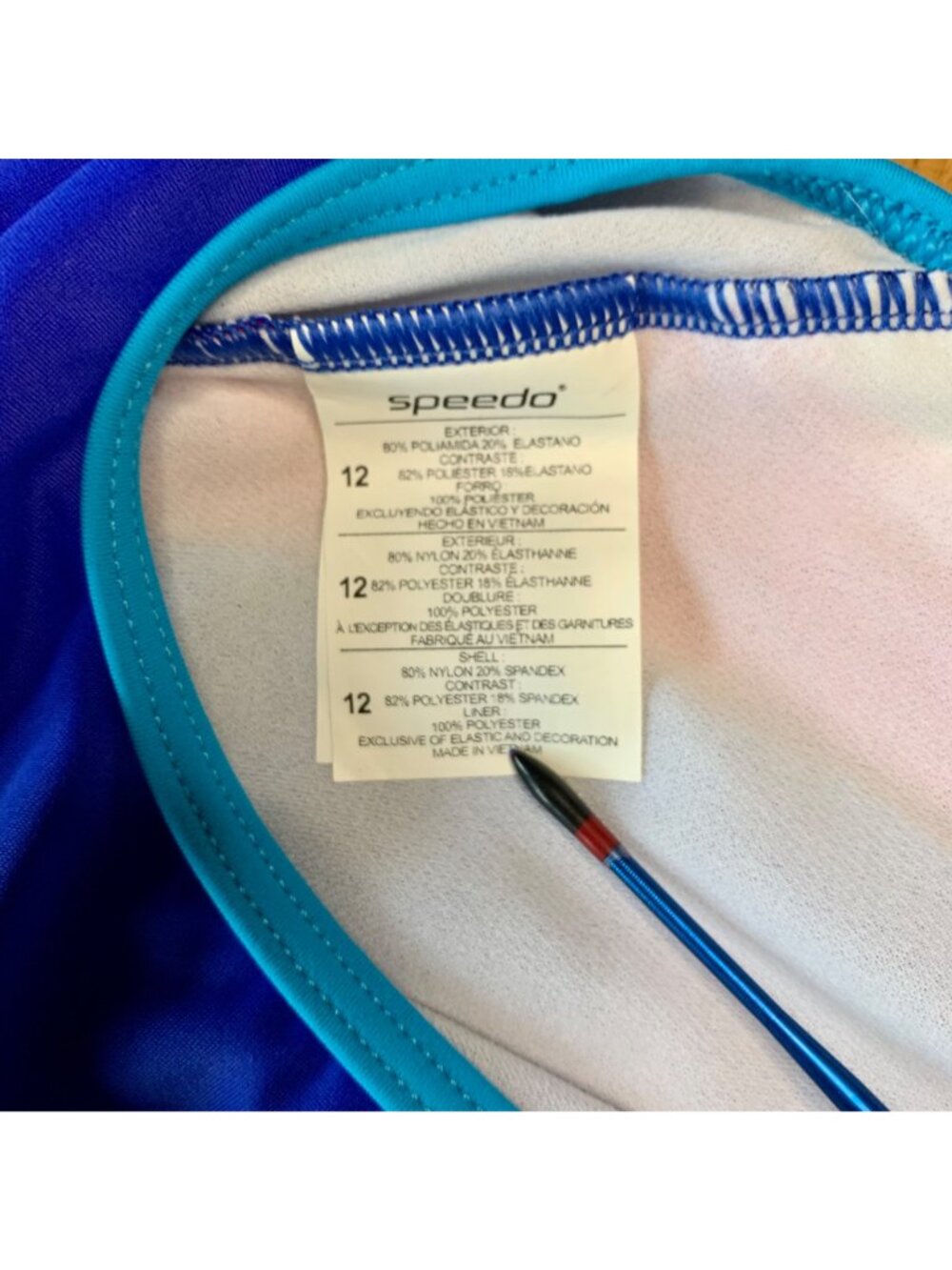 SPEEDO Performance Swimsuit Girls 12 One Piece Blue Swim Team NWT NEW Keyhole - Picture 8 of 9